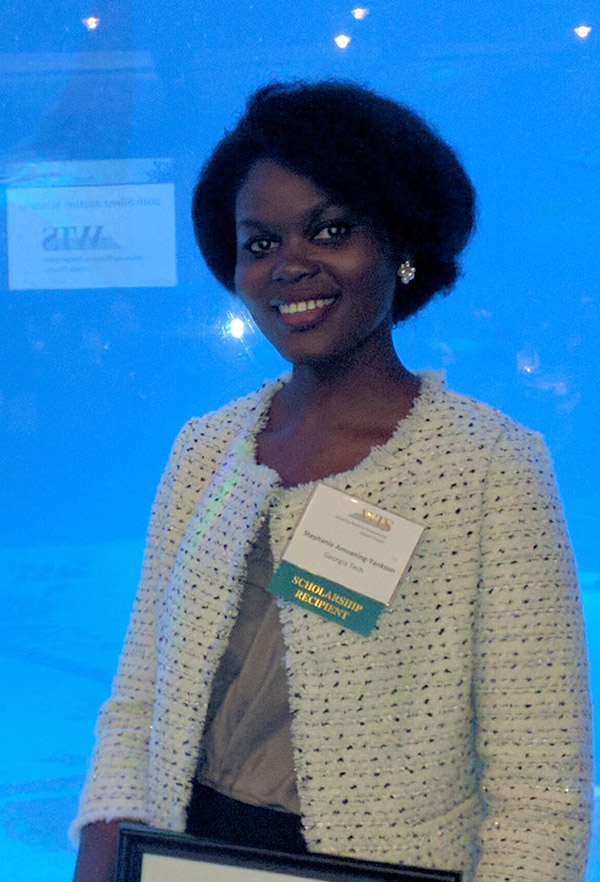 Ph.D. student Stephanie Amoaning-Yankson at the WTS Atlanta meeting where she received the Diane Woodend Jones Leadership Legacy Scholarship.