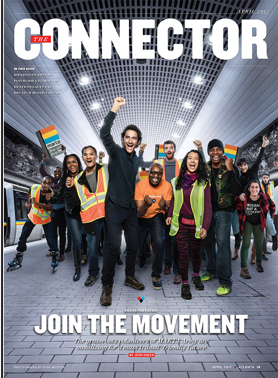 The cover of "The Connector" in "Atlanta" magazine featuring the MARTA Army. (Courtesy: "Atlanta" magazine)