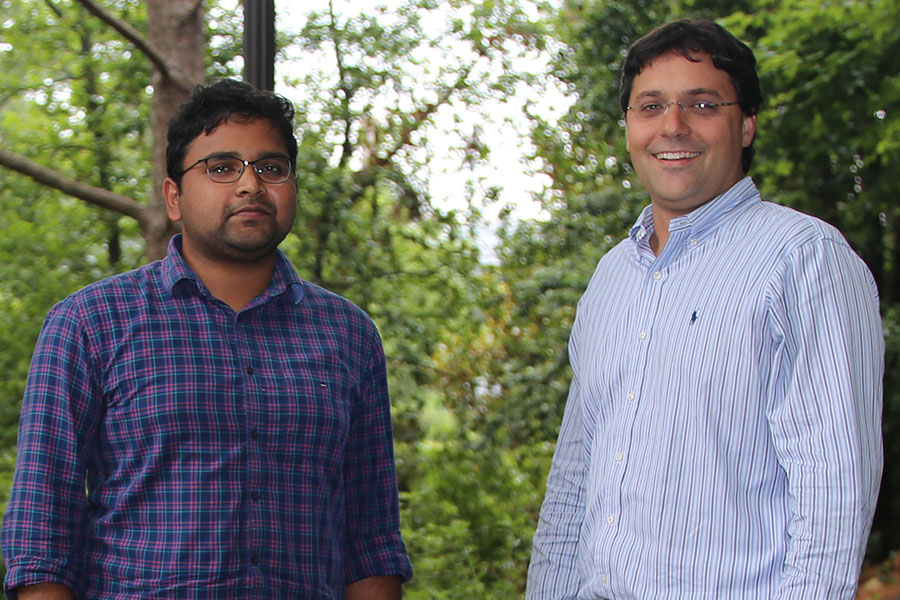 Master's student Varun Elaprolu, left, knew exactly who he wanted when he applied to the School's GOLD Mentoring Program: Skanska's Jimmy Mitchell. They'd met at the CEEatGT Career Expo in 2017, and Elaprolu knew he'd benefit from Mitchell's experience. (Photo: Jess Hunt-Ralston)