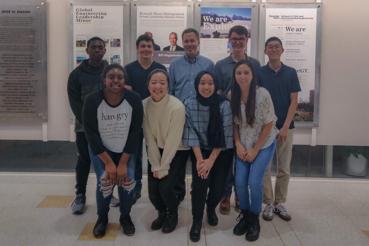 Georgia Tech's ASCE chapter leadership team and faculty advisor Eric Marks