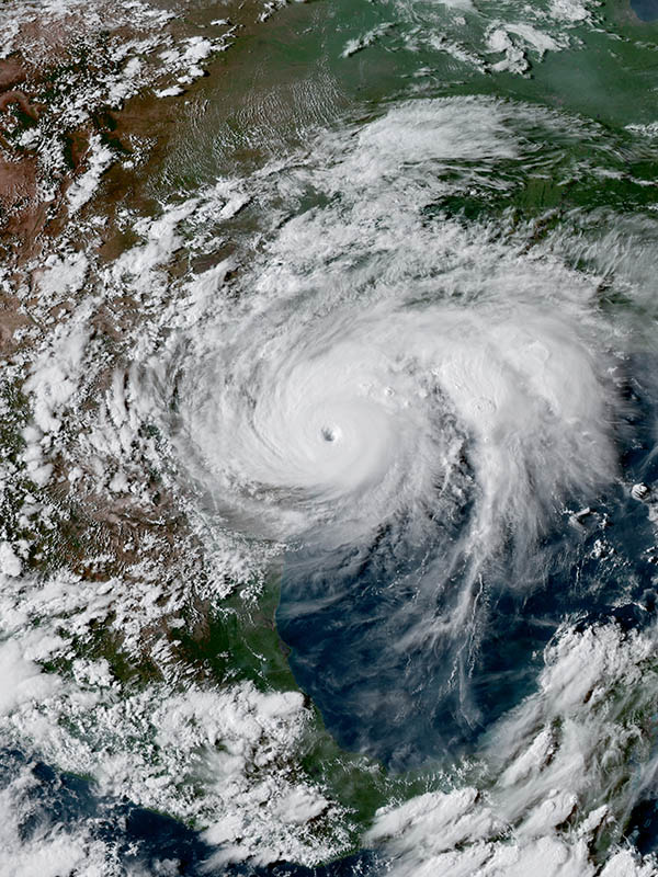 Hurricane Harvey churns near the coast of Texas at peak intensity late on August 25, 2017. (Photo: National Oceanic and Atmospheric Administration)