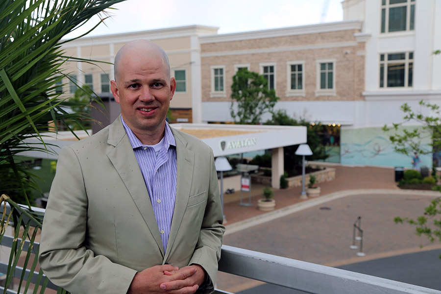 Avalon in Alpharetta, Georgia, brings a high-end hospitality mindset to mixed-use developments, including a concierge desk in the heart of the project. John Kelley, BSCE 1992, has played a key role in bringing the development to life for North American Properties as partner and vice president of development. (Photo: Joshua Stewart)