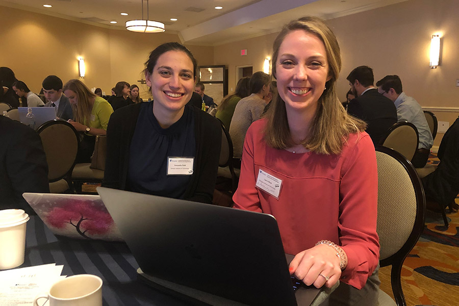 Georgia Tech Ph.D. students Samantha Petti, left, and Laura Mast at the American Association for the Advancement of Science workshop Catalyzing Advocacy for Scientists and Engineers. (Photo Courtesy: Laura Mast)