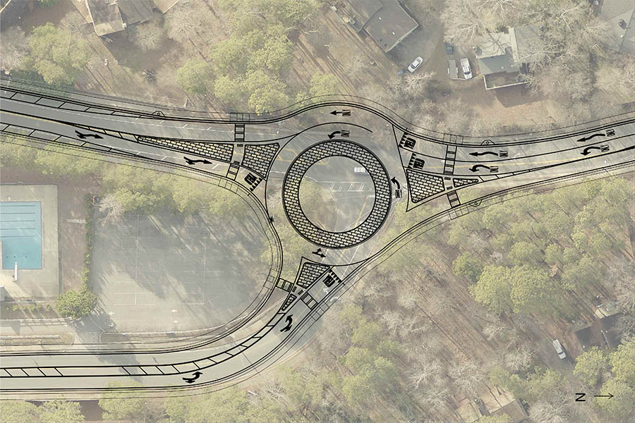 The roundabout designed by the Strud Transportation team for their senior design project.