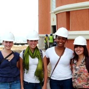 Laura Redmond, second from left, with three of her graduate school colleagues in Trinidad