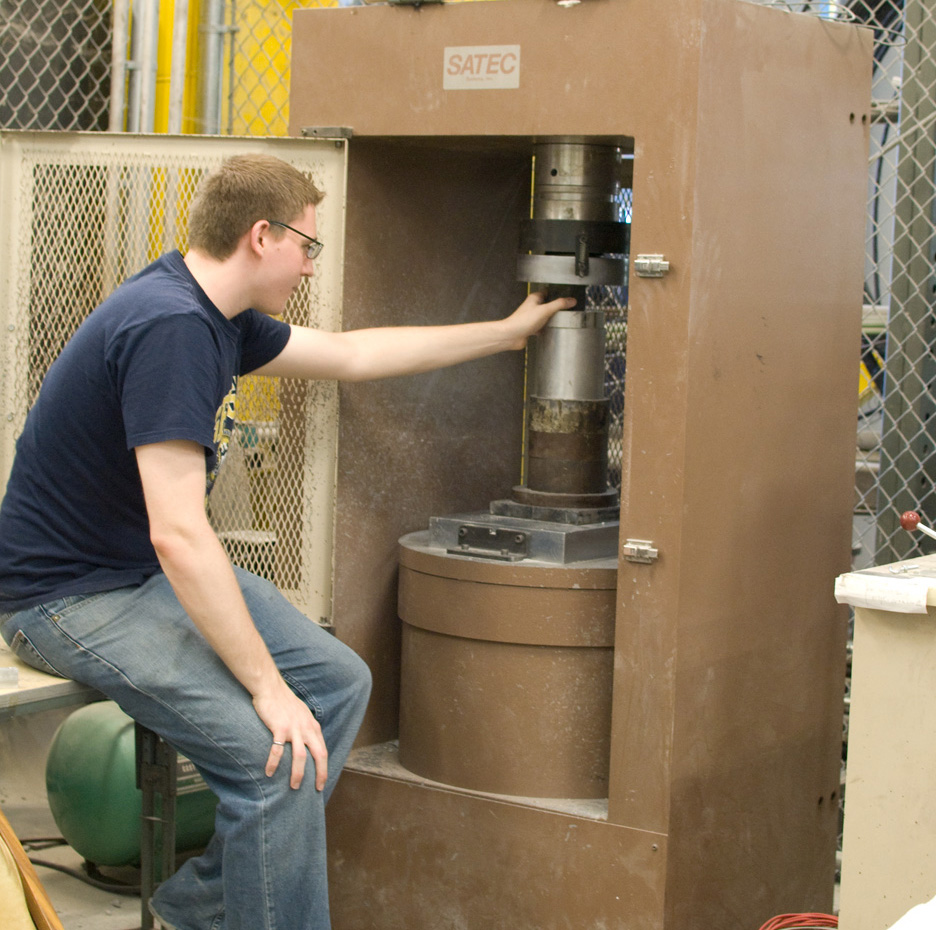 Chris Shearer in the Structures lab.