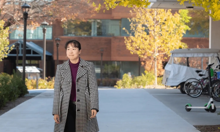 Woman walking outside 