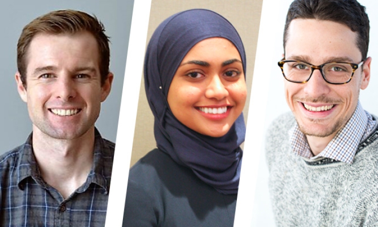Winners of 2018 Eisenhower Fellowships: Ph.D. student David Ederer, Ph.D student Atiyya Shaw and master's student Andreas Wolfe.