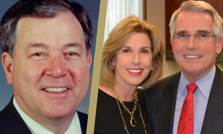 Alumni Dwight Evans and Wick Moorman, with his wife Bonnie. They've each established new endowed professorships to support faculty in the School of Civil and Environmental Engineering.