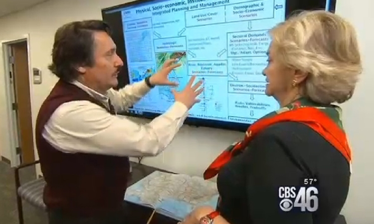 Professor Aris Georgakakos explains his models of the Apalachicola-Chattahoochee-Flint river system to CBS46's Sally Sears.