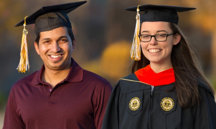 Master's students Himanshu Wad and Helen Heindl. (Photo: Rob Felt)