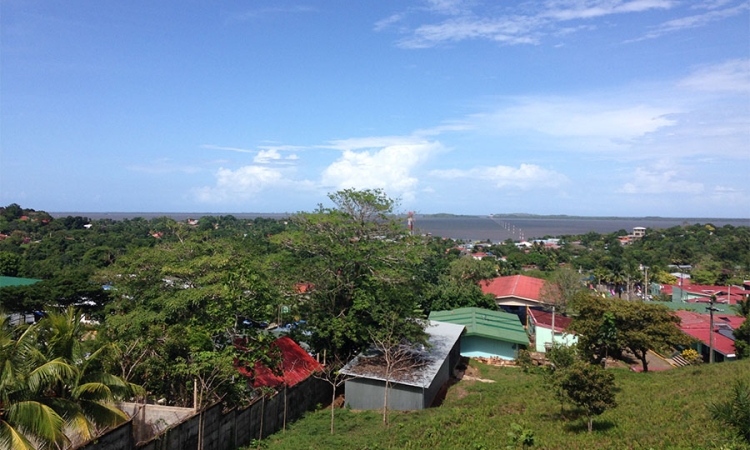 The city of Bluefields, Nicaragua, and Bluefields Bay. Environmental engineering undergraduate Kelsey Eichbauer spent eight weeks this summer working in this community with the nonprofit blueEnergy. She helped design and build simple water-filtration systems to reuse so-called "greywater" — all the semi-clean wastewater that comes from everywhere except the toilet. (Photo: Kelsey Eichbauer)
