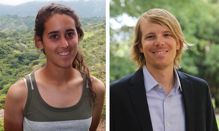 Ph.D. students Emily Sanders and Aaron Bivins, who have been invited to ComSciCon Atlanta, a new conference in the southeast that aims to help graduate students improve their skills at communicating their scientific work to the general public.
