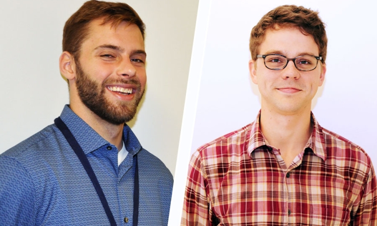 Master's student Nicholas Sianta and Ph.D. student Seth Mallett, winners of national scholarships from ADSC: The International Association of Foundation Drilling. (Photos: Belal Elnaggar, Jess Hunt-Ralston)
