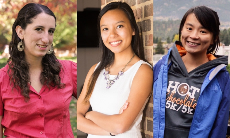 Alice Grossman, Tu Nguyen and Ann Li, winners of scholarships this year from the WTS Atlanta chapter. They will now compete with nominees from every other chapter for more financial support.