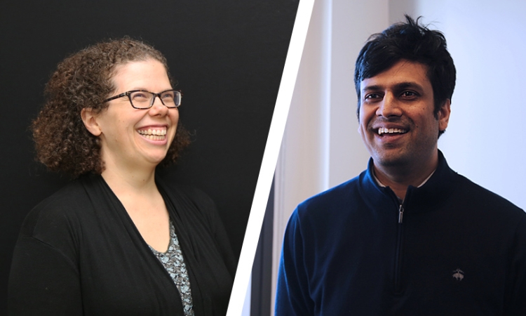 Kari Watkins and Phanish Suryanarayana, who have earned tenure and will be promoted to the rank of associate professor this summer. (Photos: Jess Hunt-Ralston)