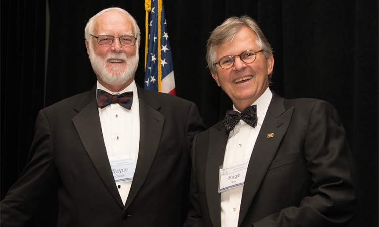 G. Wayne Clough with National Academy of Construction President Hugh Rice. Clough was inducted into the academy's 2016 class of new members Oct. 20. (Photo Courtesy: National Academy of Construction)