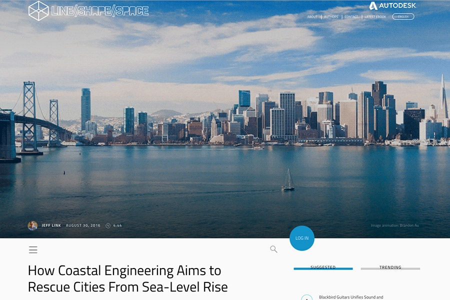 Screenshot of Line//Shape//Space story on coastal engineering and sea level rise.