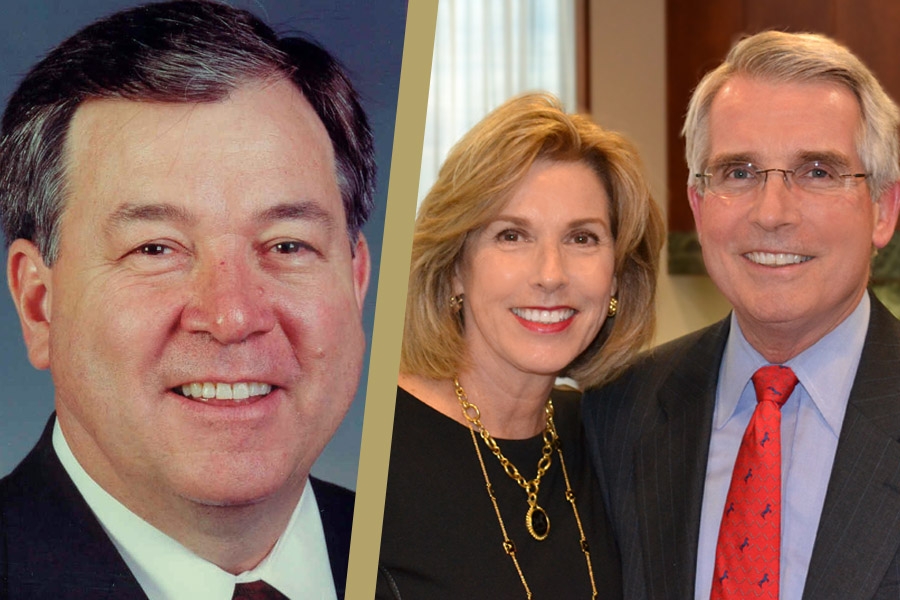 Alumni Dwight Evans and Wick Moorman, with his wife Bonnie. They've each established new endowed professorships to support faculty in the School of Civil and Environmental Engineering.