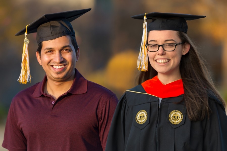 Master's students Himanshu Wad and Helen Heindl. (Photo: Rob Felt)