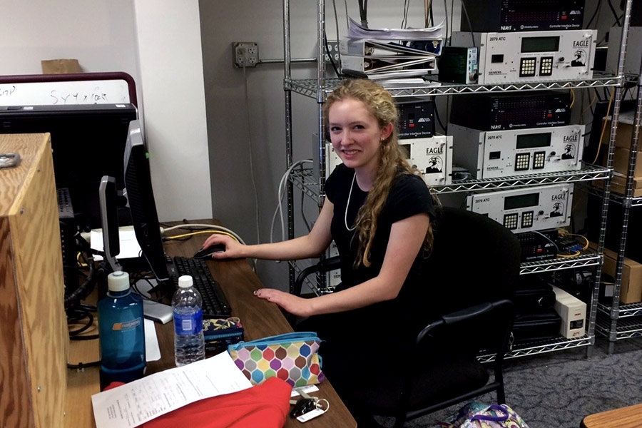 Kathrine Udell in a transportation research lab