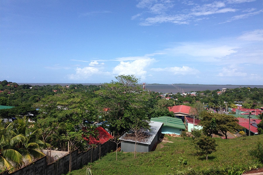 The city of Bluefields, Nicaragua, and Bluefields Bay. Environmental engineering undergraduate Kelsey Eichbauer spent eight weeks this summer working in this community with the nonprofit blueEnergy. She helped design and build simple water-filtration systems to reuse so-called "greywater" — all the semi-clean wastewater that comes from everywhere except the toilet. (Photo: Kelsey Eichbauer)