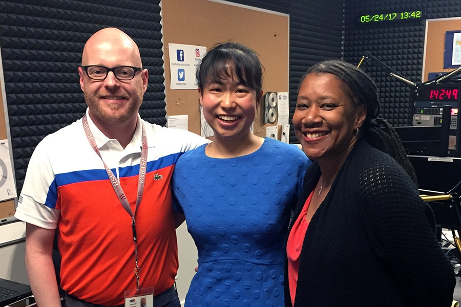 Assistant Professor Iris Tien, center, with WABE-FM's Jim Burress and Rose Scott after their conversation about Atlanta's infrastructure on the station's daily program Closer Look. (Photo Courtesy: WABE)