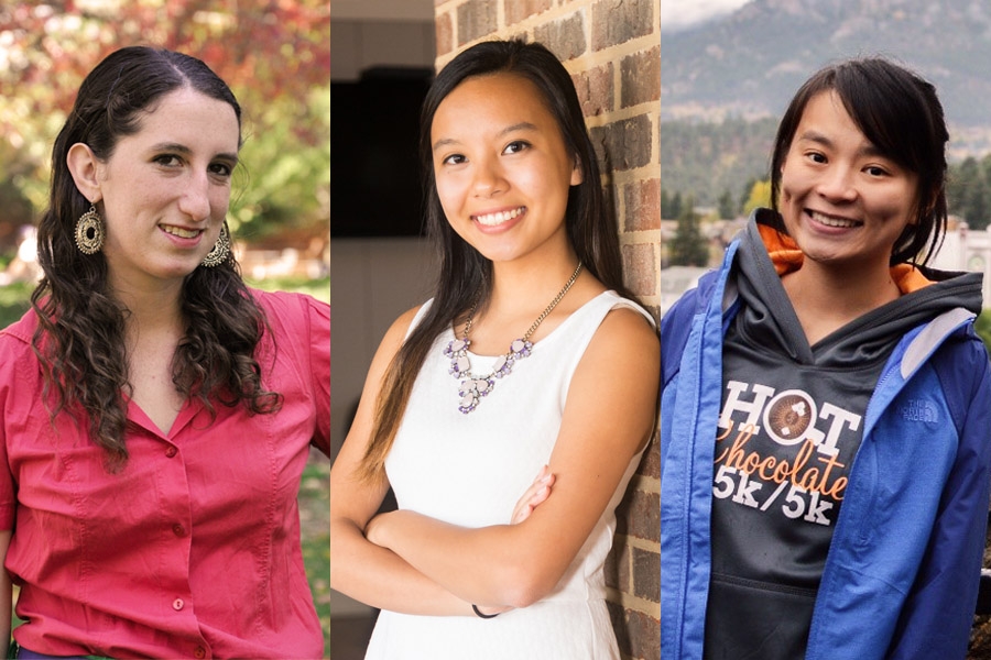 Alice Grossman, Tu Nguyen and Ann Li, winners of scholarships this year from the WTS Atlanta chapter. They will now compete with nominees from every other chapter for more financial support.